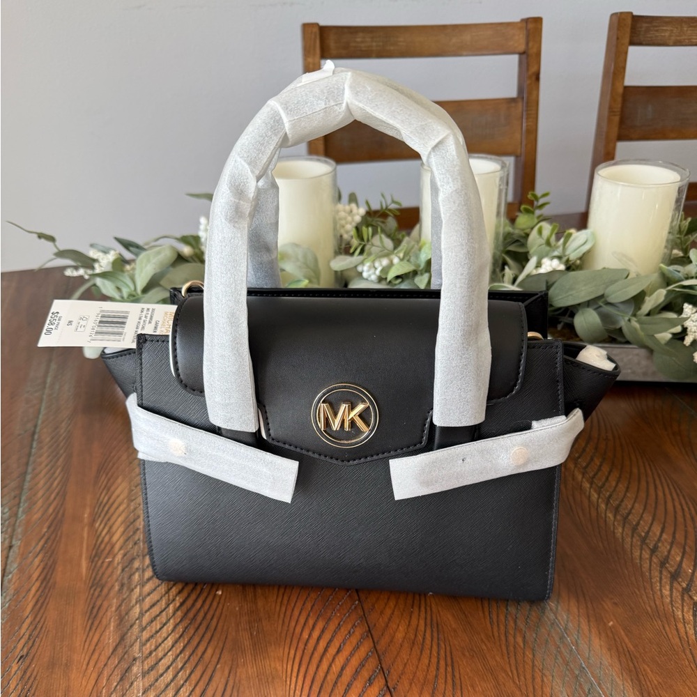 Michael Kors Black Satchel with Gold Logo